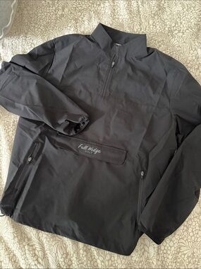 Full Wedge Golf Unisex Black Pullover Windbreaker Jacket
